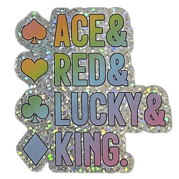 Four Kings Pride Rainbow Glitter Vinyl Sticker