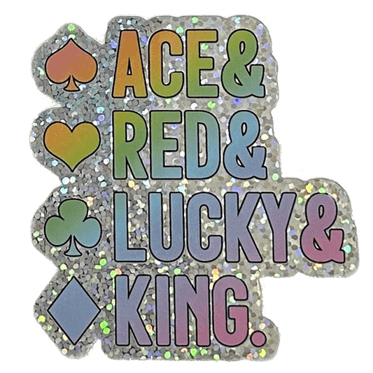 Four Kings Pride Rainbow Glitter Vinyl Sticker