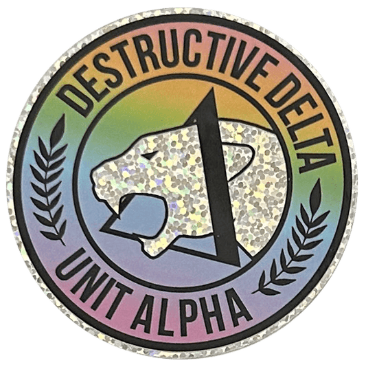 Destructive Delta Pride Rainbow Glitter Vinyl Sticker