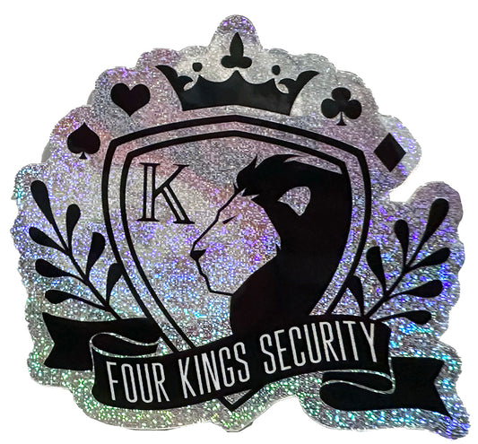 Four Kings Security Glitter Vinyl Sticker