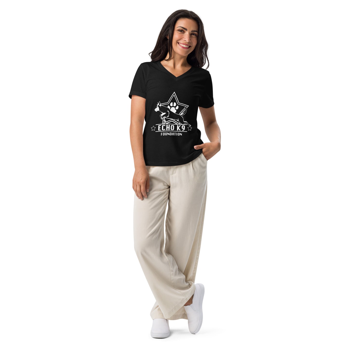 Echo K9 Foundation Women’s relaxed v-neck t-shirt